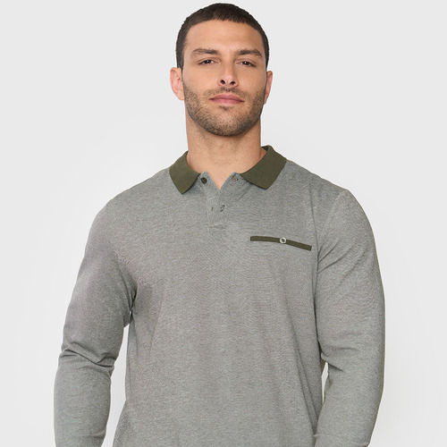 Polera Hombre Polo Piqué M/l Musgo Corona