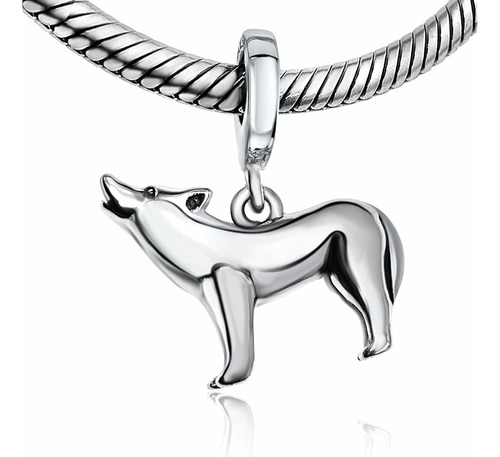 Bolenvi Howling Wolf 925 Sterling Silver Colgante Charm Bead