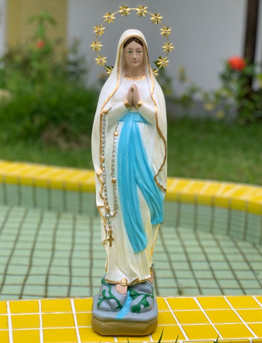 Imagem Nossa Senhora De Lourdes 40cm Gesso C/ Pó De Mármore 