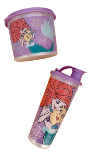 Set De La Sirenita Disney Practivaso + Poeme Tupperware