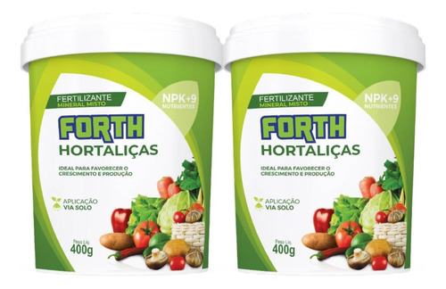 Kit 2 Fertilizante Adubo Forth Hortaliças 400 Gramas