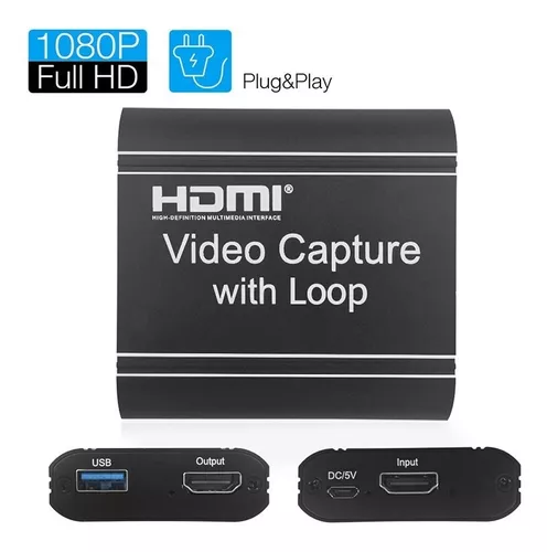 Tarjeta de captura de video, HDMI a USB/Micro USB/Tipo-C Tarjeta de captura  de juegos 1080P Grabar a través de DSLR Camcorder Action Cam