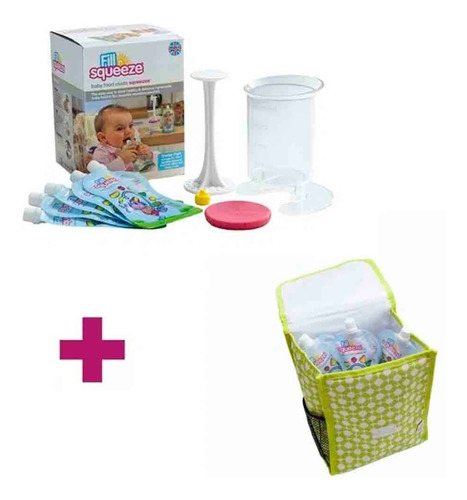 Kit Comida Bebe Fill N Squeeze Pouches Rellenables + Bolso