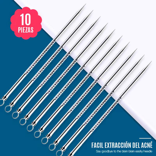 10pzs Aguja Para Acné Doble Punta Acero Inoxidable Para Spa