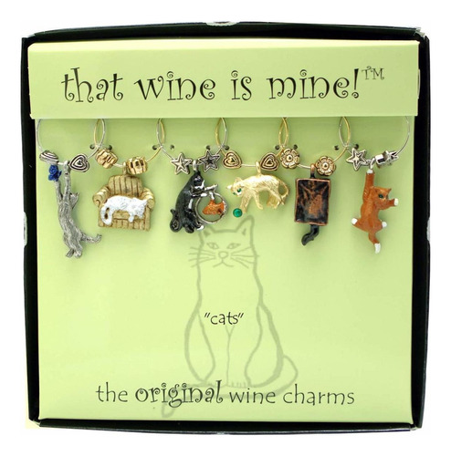 Wine Things Cats, Painted Wine Charms, Fits Neatly Around