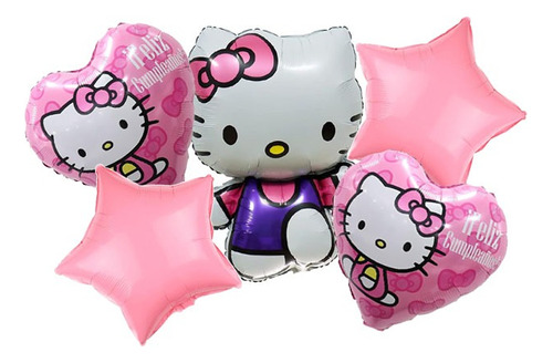 Set 5 Globos Hello Kitty Cumpleaños Hello Kitty Cumpleaños