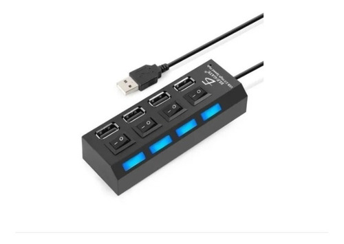 Hub Usb 2.0 4 Puertos C Switch Led Laptop Pc Alta Velocidad