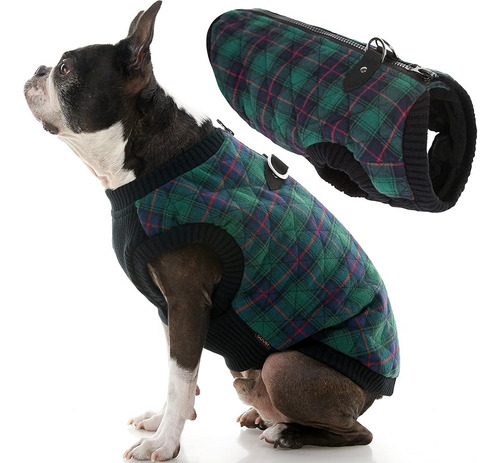 ~? Gooby Fashion Vest Check Dog Jacket - Green Check, X-larg