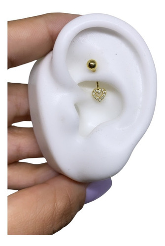 Piercing Intimo Genitál Umbigo Rook Coração Aço Cirúrgico Cor Dourado Coração