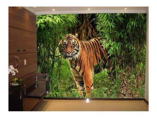 Papel De Parede Animais Tigre Paisagem 3D 6M² Anm120 em Promoção na  Americanas