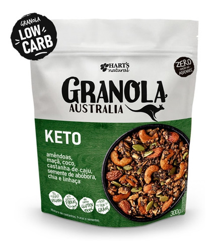 Granola Vegana Australia Keto Sem Açúcar 300g Harts Natural