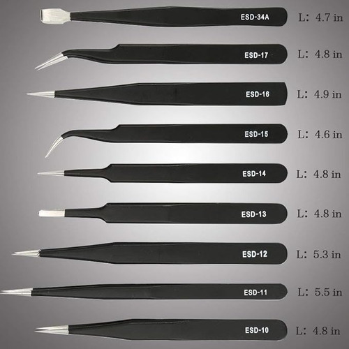 Kit Pinzas Antiestáticas Precisión Herramienta Electronica