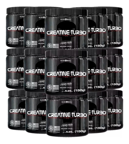 15 Creatina Turbo 150gr - Black Skull - Kit Atacado Sabor 5neutro/5uva/5limao