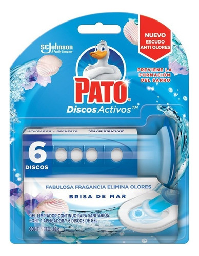 Limpiador De Baños En Gel Pato Discos Activos Brisa De Mar Aplicador + 6 Discos