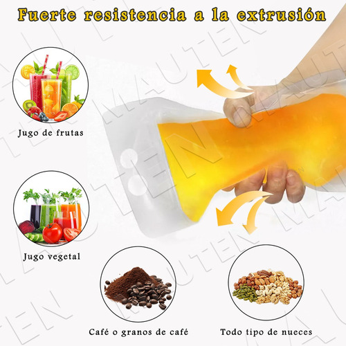 100 Bolsas Y Pajitas De Bebida Reutilizables Translúcidas