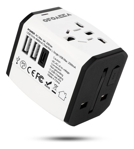 Adaptador De Viaje Universal Con 2 Puertos Usb Y Tipo C - Ad