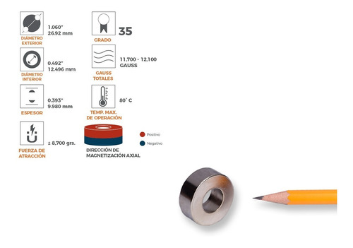 Imán En Anillo De Neodimio 2 Pz !!muuuy Potentes¡¡ Nr27mag