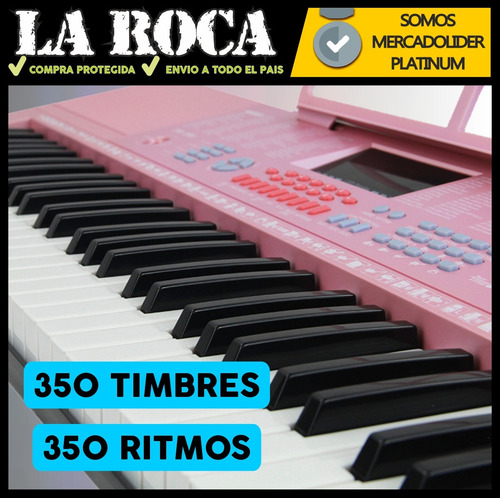 Imagen 5 de 10 de Teclado Musical Piano 61 Teclas 5 Octavas Microfono Atril