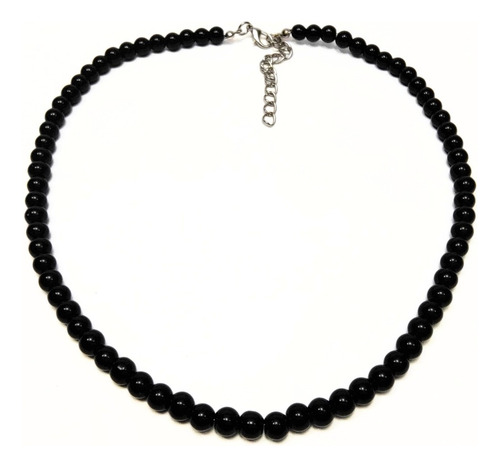 Collar Hombre Surfer Cuentas Negras 6 Mm 40-45 Cm