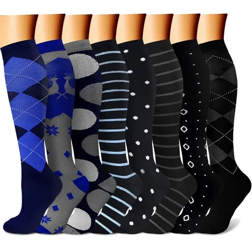 8 Pares Calcetines Medias Compresión 20-30 Mmhg Unisex 8 Pares Calcetines Medias Compresión 20-30 Mmhg Unisex