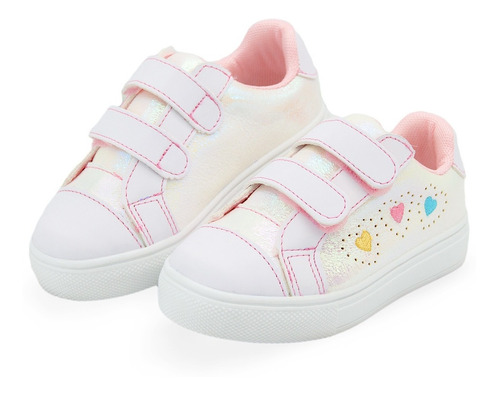 Tenis Niña Moda Velcro Corazones Memory Foam 13-17.5