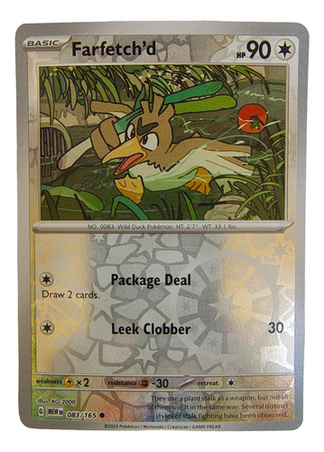 Carta Pokémon Tcg Farfetch'd 083/165 Reverse Original Ingles Farfetchd Inglés