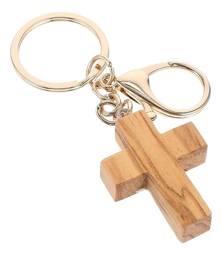 3 Llavero Con Cruz De Madera, Dijes Cruzados, Artes Y Dorado