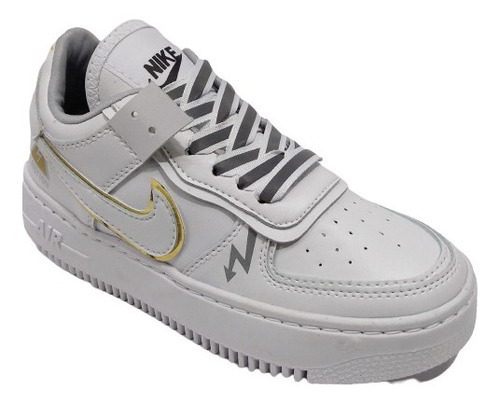 Zapatos Nike Air Force One Reflectivo Dama Caballeros Blanco