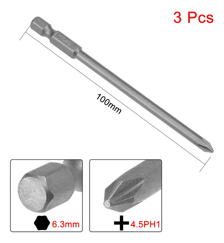 Puntas De Destornillador Phillips Magnético 4.5mm Ph1 3pzs