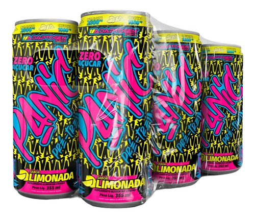 Panic Pré-treino Drink Lata Zero 355ml 6 Unidades Adaptogen Sabor Morango