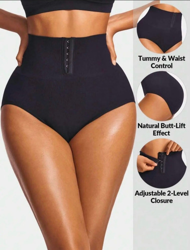 Bombacha C/ Faja Cintura Alta Modeladora Levanta Cola Negro S Cadera De 70 A 90