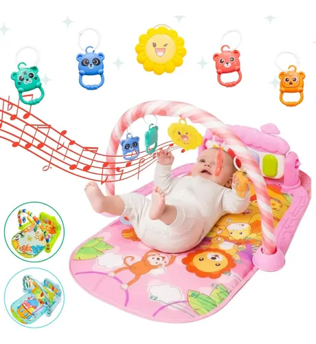 Tapete De Atividades Musical Bebê Piano Interativo Ginásio Cor RosaP