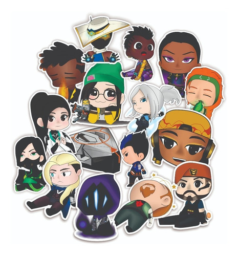Kit de pegatinas Valorant Authors Gamer de Stickersbombs, 6 cm, color blanco