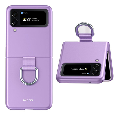 Carcasa Para Samsung Z Flip 3 Cuero Premium Color Con Anillo