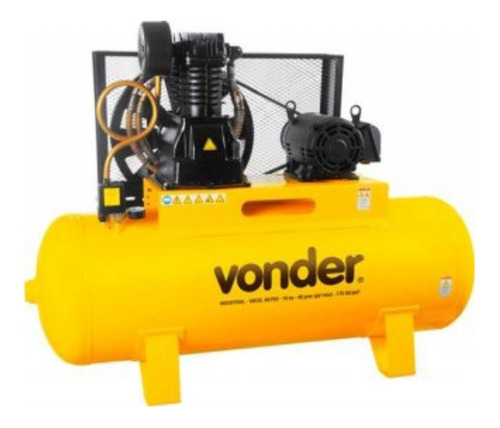 Compressor Ar Vdcsl 40/250 10cv Trifásico 220v/380v Vonder Cor Amarelo Frequência 60 Hz