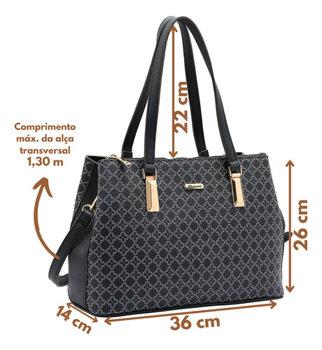 Bolsa Grande Para Trabalhar Transversal Mão Estruturada De Couro PU Cor Preta Elegante