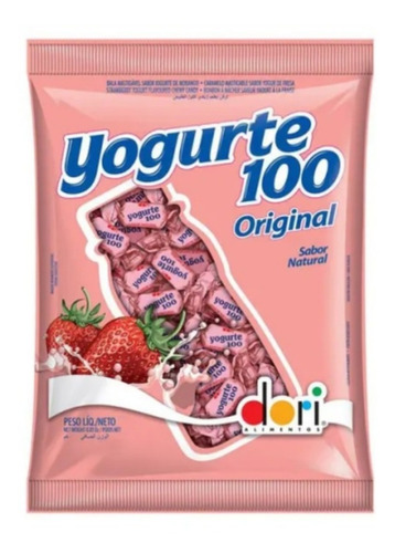 Bala Morango Yogurte 100 Original Pacote 400g