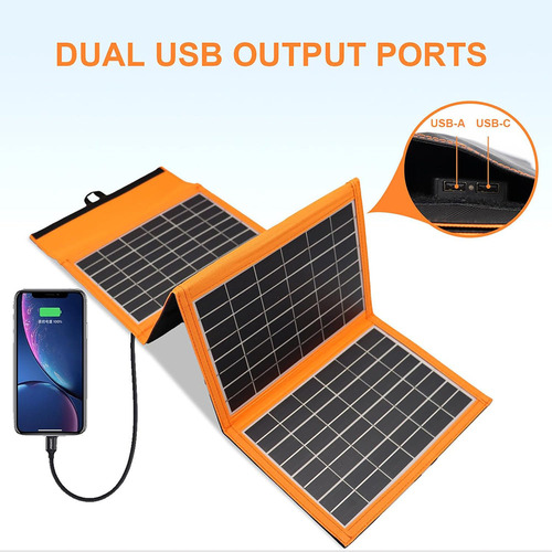 Panel Solar Portátil 20w 6v Plegable Camping Impermeable Color Default Title