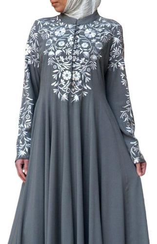 Ethnic Style Printed Long Dress With Vertical Collar
