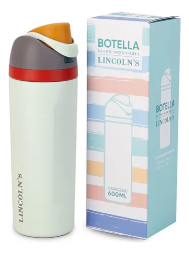 Botella Acero Inox Tapa Con Botón De Bloqueo 600 Ml Lincolns Color Nude