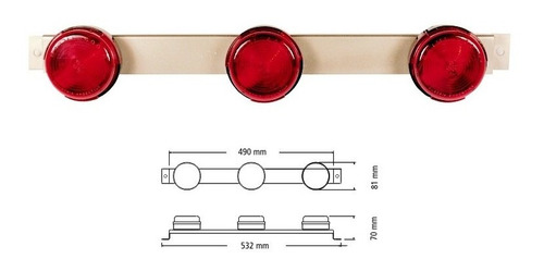 Faro Soporte Triple C/3 Faros 600 Rojo