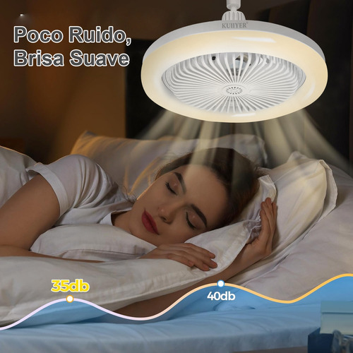 Kuiiyer 2 En 1 Ventilador De Techo Cerrado Blanco Con Luz, Con Mando A Distancia, 3 Niveles De Luz Ajustables, Incluye 6 Pastillas De Aromaterapia, Apto Para Salón, Dormitorio