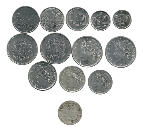 5 E 50 Cruzeiros 1991 + 50 Centavos 1975 E 1977 + 8 Moedas