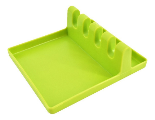 Porta Cucharas Soporte Utensilios Para Cocina De Silicon Color Verde Liso