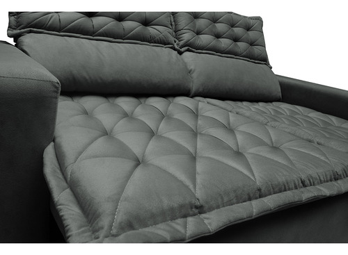 Sofá Retrátil e Reclinável Cama inBox Slim 1,50m Tecido Suede Velusoft Cinza