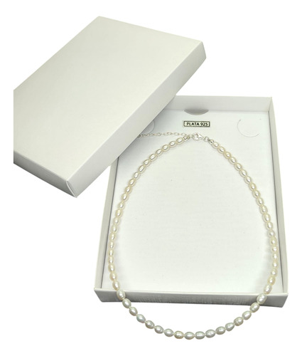 Collar Perlas Cultivadas Chicas Gancho Mosquetón Plata 925 Perlas Cultivadas Chicas
