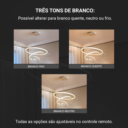 Lustre Pendente Escadas Teto Duplo Alto Arcos 3 Tons 160cm