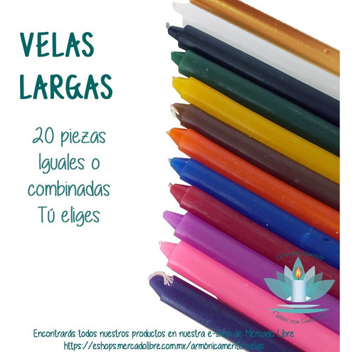 Velas Largas De Parafina (paquete Con 20) Color A Elegir