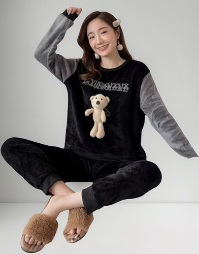 Conjunto Pijama Invierno De Dormir Para Mujer De Lana Coral