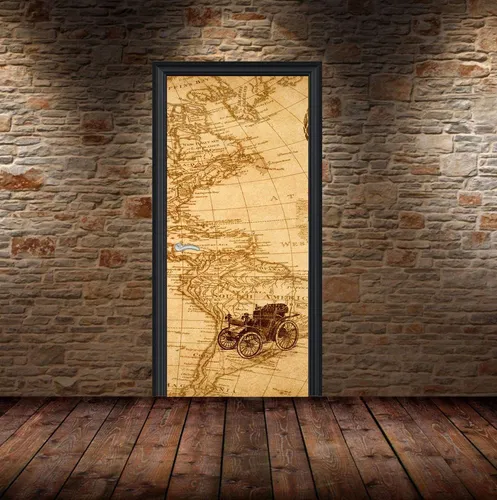 comprar Vinilo Para Puerta Mapas Planisferio Viajes Deco M15